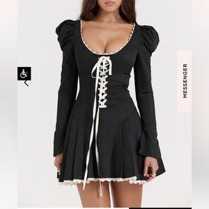 HOUSE OF CB Larisa Black & Cream Pleated Mini Dress